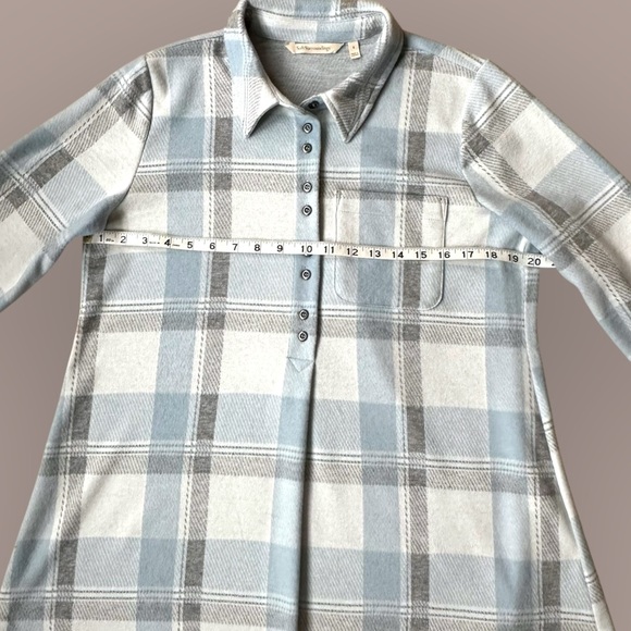 Soft Surroundings Mad About Plaid Cozy Soft Top Roll Up Sleeves Blue Small Tunic - Picture 8 of 13